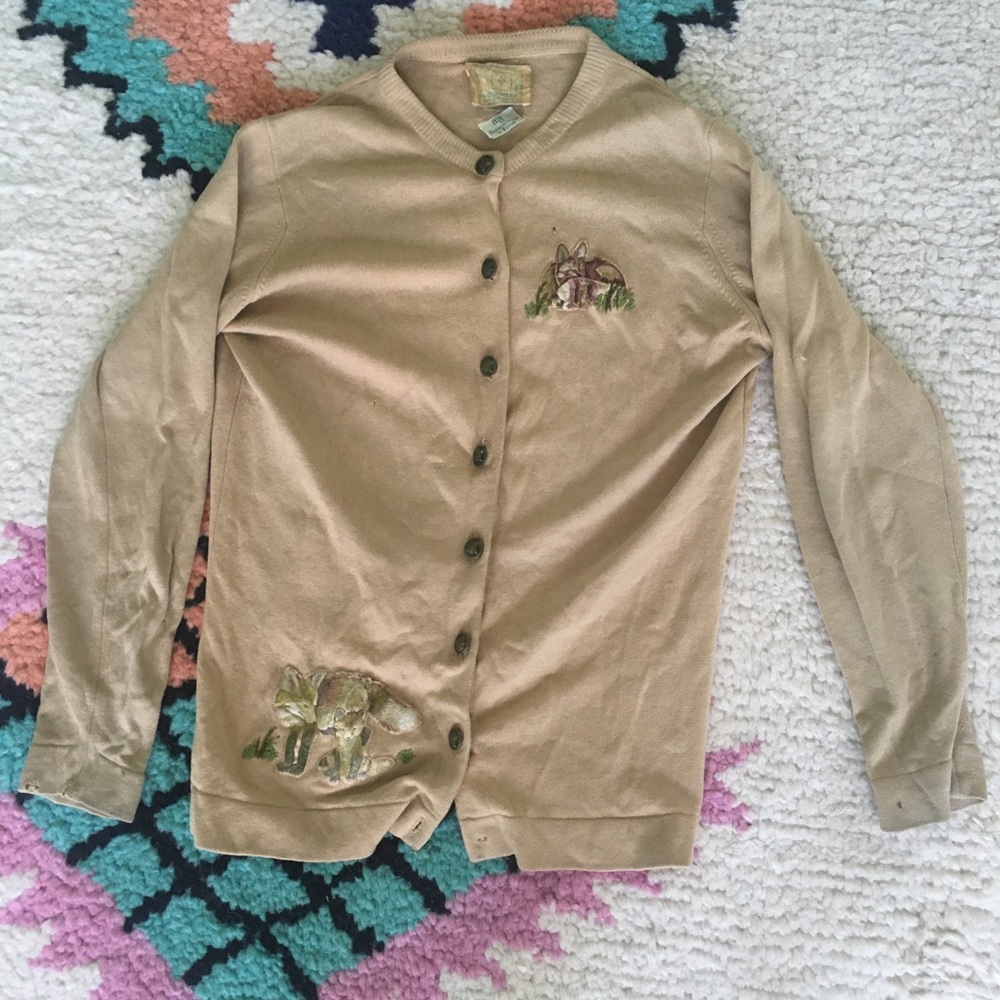 1950s Abercrombie and Fitch fox cashmere cardigan